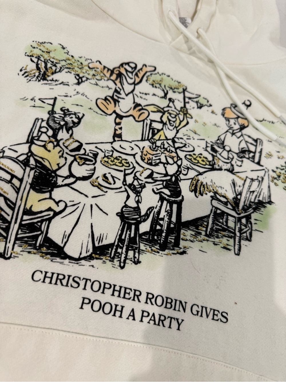 XXL Disney Womens Cream Christopher Robin Pooh Pullover Hoodie Plus Size 2X Top - Picture 7 of 13